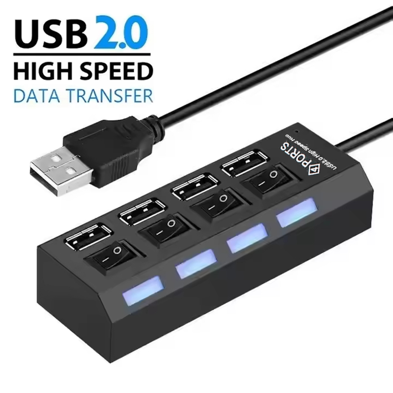 Laptop Accessories Usb - 4-poorts USB 2.0 hub-uitbreidingssplitter met onafhankelijke
