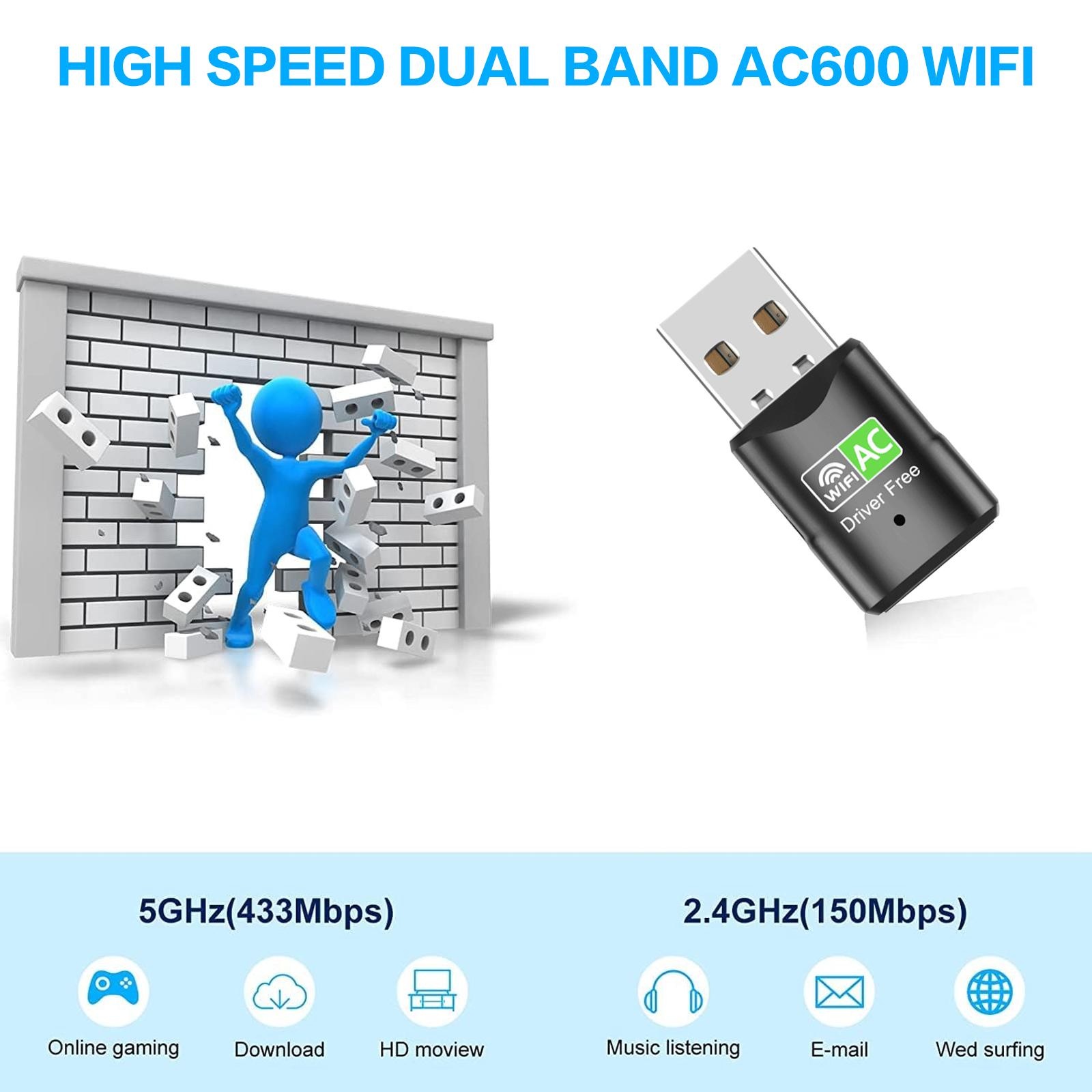 AC600 USB WiFi-adapter, dual-b - Laptop Accessories Distributor recensie en prijs